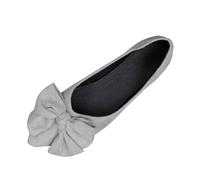 Generisch Women's Bows Casual Shoes Lace Non-Slip Slip-On Imitation Leather Breathable Comfortable Elegant Everyday Streetwear, gray, 8.5 UK