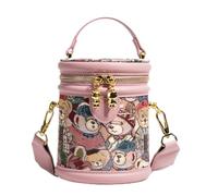 Generisch Women's Bucket Bags Adjustable PU Leather with Retro Bear | Women's Bucket Handbags For Outdoor Travel Camping Park Walks Cycling Everyday Work Office Dating Gym