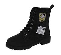Generisch Women's Calf Boots with Wedge Heel, Women's Boots with Thick Sole, Medium Calf, Plain Block Heel, Foreign Trade, Large Suede Boots with Round Cowboy Style, black, 5 UK