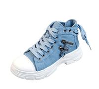 Generisch Women's Canvas Shoes High Top Platform Trainers Heart Zip Trainers Goth Casual Shoes Non-Slip Fabric Shoes Airy Skater Shoes Harajuku Streetwear Y2K Leisure Shoes, Style M02 Blue, 5.5 UK