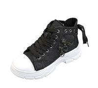 Generisch Women's Canvas Shoes High Top Platform Trainers Heart Zip Trainers Goth Casual Shoes Non-Slip Fabric Shoes Airy Skater Shoes Harajuku Streetwear Y2K Leisure Shoes, Style M04 Black, 7 UK