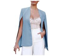 Generisch Women's Cape Blazer - Split Sleeve Coats Open Front Transition Jacket Casual Jacket Coat Work Wear Women's Blazer Elegant Formal Coat Plain Short Blazer Comfortable Shoulder Jacket, Blue155