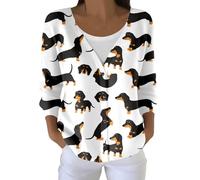 Generisch Women's Cardigan with Cute Dachshund Pattern, Lightweight Cardigan with Button Placket and All-Over Print, Charming Top for Dog Lovers, style_v01 black, XXL