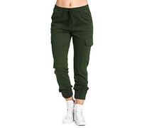 Generisch Women's Cargo Leisure Trousers with Pockets Elastic Waist for Comfortable Freedom of Movement in Everyday Urban Adventures, Army Green, S
