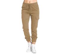 Generisch Women's Cargo Leisure Trousers with Pockets Elastic Waist for Comfortable Freedom of Movement in Everyday Urban Adventures, khaki, S