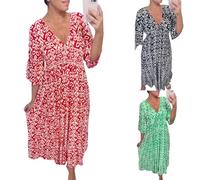Generisch Women's Casual Dress Summer Long Summer Dresses Sexy Elegant Long Dresses High Waist Beach Dress Bohemian Casual Dresses Long Sleeve Women's Dress Graphic Print Seniors Loose Summer Dress