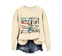 Generisch Women's Casual Fashion Librarian is Just A Girl Who Books Casual Long Sleeve Pullover Sweatshirt Without, beige, S