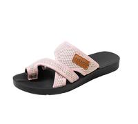 Generisch Women's Casual Sandals Comfortable Flat Sandals Clip Toe Sandals Breathable Mesh Slippers Simple Summer Orthopaedic Shoes Open Toe Slippers for Hallux Valgus, Style F03 Pink, 5 UK