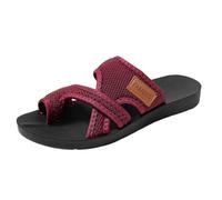 Generisch Women's Casual Sandals Comfortable Flat Sandals Clip Toe Sandals Breathable Mesh Slippers Simple Summer Orthopaedic Shoes Open Toe Slippers for Hallux Valgus, Style F05 Wine Red, 5 UK