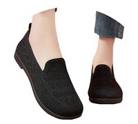 Generisch Women's Casual Shoes Breathable Mesh Slip On Flat Comfortable Running Shoes for Daily Use with Slip Sole Spring and Summer Fashion, black, 8 UK