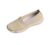 Generisch Women's Casual Shoes for Everyday Use with Breathable Mesh Comfortable Flat Sole Ideal for Spring Stylish Versatile Relaxed Outfits, khaki, 8.5 UK