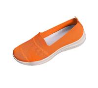 Generisch Women's Casual Shoes for Everyday Use with Breathable Mesh Comfortable Flat Sole Ideal for Spring Stylish Versatile Relaxed Outfits, orange, 7 UK