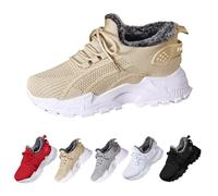 Generisch Women's Casual Shoes, Sporty, Cotton Shoes, Women's Large, Warm Lined Cotton Boots, Non-Slip, Breathable, Lace-Up Sports Shoes, Round Toe, Lightweight Walking Shoes, khaki, 10 UK