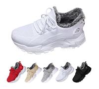 Generisch Women's Casual Shoes, Sporty, Cotton Shoes, Women's Large, Warm Lined Cotton Boots, Non-Slip, Breathable, Lace-Up Sports Shoes, Round Toe, Lightweight Walking Shoes, White, 4 UK