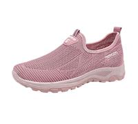 Generisch Women's Casual Shoes Summer Mesh Breathable Slip On Lightweight Trainers for Comfortable Outdoor Walks, pink, 6 UK