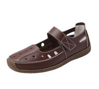 Generisch Women's Casual Shoes with Buckle Closure, Leather Look Barefoot Shoes for Summer, Comfortable Strappy Shoes, Non-Slip Flat Shoes, Fashionable Mary Jane Shoes for Everyday Use, brown, 5 UK