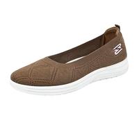 Generisch Women's Casual Slip-On Shoes Lace Toe Flat Comfortable Everyday Dating Holiday Outfits with Jeans Dresses Skirts, coffee, 5 UK