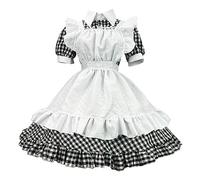 Generisch Women's Checked Dress Maid Dress Cosplay Anime Halloween Costume Maid Outfit Cute Costume Fancy Dress Costumes Ruffle Princess Y2k Clothes Carnival Steampunk Oktoberfest