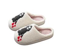 Generisch Women's / Children's Couples Holiday Printed Slippers for Men and Women Warm Slippers At Home Shoes with Wheels Women 37, White, 5 UK