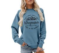 Generisch Women's Christian Sweatshirt Waymaker - Long Sleeve Pullover with Bible Verse Quote | Spiritual Statement Shirt for Believing Women, style_f03 blue, XL