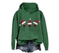 Generisch Women's Christmas Hoodie with Cute Design as a Fashionable Sweatshirt Top for Festive Days, Dark green, L