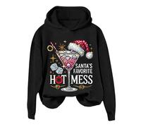 Generisch Women's Christmas Hoodie with Santa's Favorite Print Shirt Extender Women, black, XL
