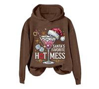Generisch Women's Christmas Hoodie with Santa's Favorite Print Shirt Extender Women, brown, L