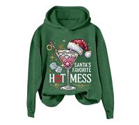 Generisch Women's Christmas Hoodie with Santa's Favorite Print Shirt Extender Women, Green, XL
