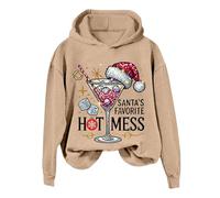 Generisch Women's Christmas Hoodie with Santa's Favorite Print Shirt Extender Women, khaki, XL