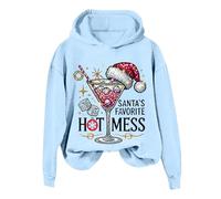 Generisch Women's Christmas Hoodie with Santa's Favorite Print Shirt Extender Women, lightblue, S
