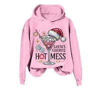Generisch Women's Christmas Hoodie with Santa's Favorite Print Shirt Extender Women, pink, L