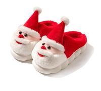 Generisch Women's Christmas Slippers Men's Plush Mules Winter Soft Comfortable Warm Fluffy Animals Lightweight Cuddly Non-Slip Cosy Closed Funny Santa Claus Cartoon Shoes, A 10., 5 UK