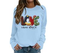 Generisch Women's Christmas Sweatshirt Christian Love - Nativity Scene and Bible Verse Pullover | Faith Statement for Advent, style_r03 blue, M