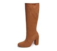 Generisch Womens Chunky Heel Knee High Boots Side Zip Ankle Strap - Fashion Footwear for Winter Comfortable Durable Non-Slip Sole Versatile Stylish Riding Boots, brown, 6 UK