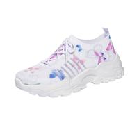 Generisch Women's Chunky Trainers with Floral Print and Thick Platform Sole Lightly Padded for City Stroll Brunch and Retro Street Style Looks, Style A01 White, 4.5 UK