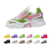 Generisch Women's Chunky Trainers with Thick Sole Fashionable Platform Casual Shoes Breathable Mesh Jogging Shoes Walking Fitness Running Shoes with Air Cushion Lace-Up Hiking Shoes, Z2 A, 4 UK