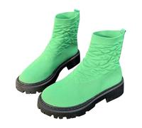 Generisch Women's Classic Boots, Women's Boots, Summer Boots, Women's Short Boots, Back Heel Chunky Heel, Mid Calf Boots, Green, 5 UK