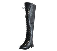 Generisch Women's Classic Lace-Up Outdoor Shoes with Low Heel Round Toe Western Boots for Everyday Use Adventure in the, black, 6 UK