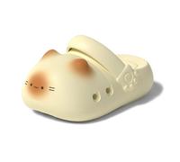 Generisch Women's Clogs Playfully Styled in Cat Design - Non-Slip Slippers with Heel Strap | Funny Garden Shoes for Animal Lovers, Style E04 Yellow, 9 UK