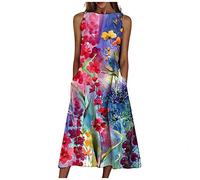 Generisch Women's Clothing Elegant Women's Long Dresses Sleeveless O-Neck Viola Dresses, purple, XXXL