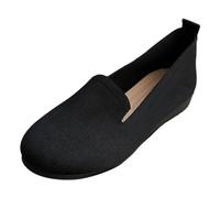 Generisch Women's Colour Block Round Head Print Flat Mouth Sole Comfortable Large Single Shoes Casual Shoes, black, 8.5 UK