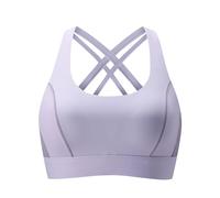 Generisch Women's Colour Block Wireless Sports Bra with Fixed Back Cups for Breast Support Side Fat Control, purple, XXL