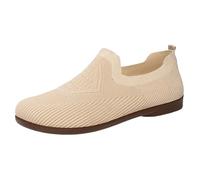 Generisch Women's Comfortable Ballet Flats, Knitted Flat Shoes, Soft Stretch Low Shoes for Seniors, Lightweight Breathable Boat Shoes, Round Toe Slip-On Shoes, Casual Trainers for Walking, beige, 8.5