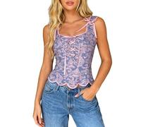 Generisch Women's Corset Top Vintage Floral Print Corset Vest with Lacing Overbust Corset with Straps Elegant Party Vest for Going Out Body Shaper Waist Shaper Bustier Summer Costume Women, light
