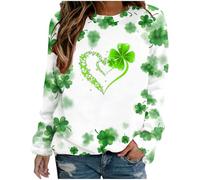 Generisch Womens Crew Neck St Patrick's Day Graphic Sweatshirt Long Sleeve Casual Top Stripe Pullover Women, White, S