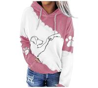 Generisch Women's Cute Dog Print Fist Kick Graphic Long Sleeve Plus Size Hoodie with Pockets White Fluffy, pink, 5XL