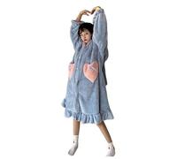 Generisch Women's Cute Shark Animal Dressing Gown with Buttons Cuddly Soft Warm Loungewear Pyjamas Party Costume Comfortable Leisure Suit Fluffy Plush Pyjamas with Hood and Pockets, R Light Blue, S