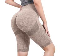 Generisch Women's Cycling Shorts Set High Waist Sports Trousers Knee-Length Shorts Leggings Women's Opaque Summer Hot Pants Scrunch Butt Lifting Workout Shorts for Gym Fitness Yoga, khaki, L