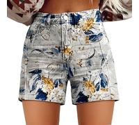 Generisch Women's Denim Shorts Basic in Aged-Wash Jeans Bermuda Shorts High Waist Denim Shorts Summer Hole Hot Pants Shorts Women's Summer Jeans S-5XL, B-grey, L