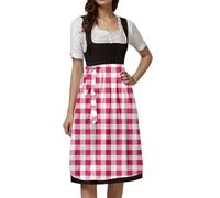 Generisch Women's Dirndl Dress with Large Gingham Check, Traditional Costume Dress with Bodice and Apron, Classic Oktoberfest Outfit, style_n08 pink, M